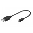 Kabel USB 2.0 USB A zásuvka,USB B micro vidlice 0,2m černá