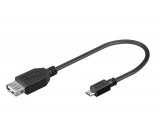 Kabel USB 2.0 USB A zásuvka, USB B micro vidlice 0,2m černá