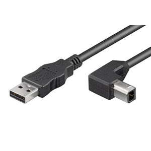 Kabel USB 2.0 USB A vidlice,USB B úhlová zástrčka 2m černá