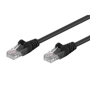 Patch cord U/UTP 5e lanko CCA PVC černá 1m 28AWG