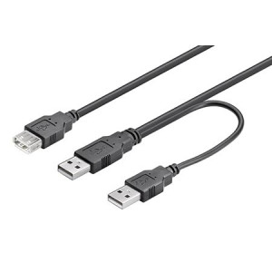Kabel High Speed,USB 2.0 USB A zásuvka,USB A vidlice x2 0,3m