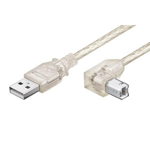 Kabel USB 2.0 USB A vidlice, USB B vidlice 0,5m průhledná