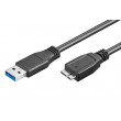 Kabel USB 3.0 USB A vidlice, USB B micro vidlice 0,5m černá