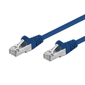 Patch cord F/UTP 5e lanko CCA PVC modrá 0,25m 26AWG tienený