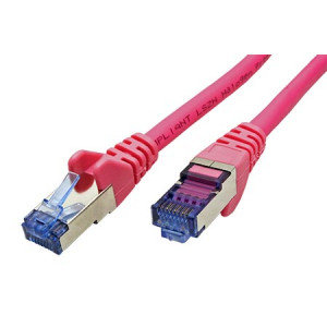 Patch cord S/FTP 6a lanko Cu LSZH růžová 0,25m 27AWG