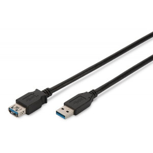 Kabel USB 3.0 USB A zásuvka USB A vidlice niklovaný 3m černá
