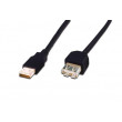 Kabel USB 2.0 USB A zásuvka USB A vidlice niklovaný 5m černá