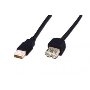 Kabel USB 2.0 USB A zásuvka USB A vidlice niklovaný 5m černá