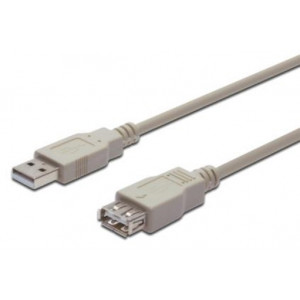 Kabel USB 2.0 USB A zásuvka USB A vidlice niklovaný 5m šedá