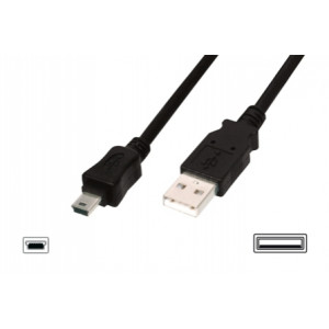 Kabel USB 2.0 USB A vidlice - USB B mini vidlice niklovaný 3m