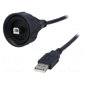 Kabel-adaptér USB A vidlice, USB B vidlice (těsná) IP68 2m