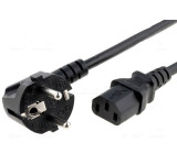 Kabel 3x1mm2 CEE 7/7 (E/F) úhlová vidlice,IEC C15 zásuvka