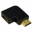 Adaptér HDMI zásuvka, HDMI zástrčka 90° černá