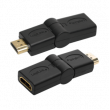 Adaptér HDMI vidlice, HDMI otočná zásuvka ±90° černá
