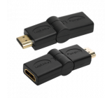 Adaptér HDMI vidlice, HDMI otočná zásuvka ±90° černá
