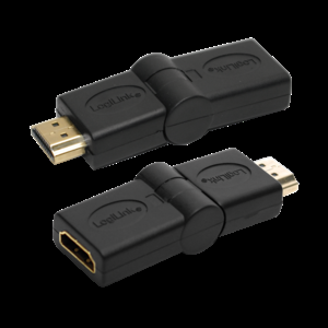 Adaptér HDMI vidlice, HDMI otočná zásuvka ±90° černá