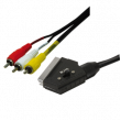 Kabel RCA vidlice x3,SCART vidlice 2m černá