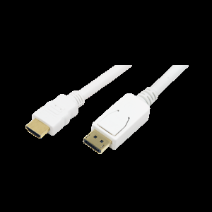 Kabel DisplayPort vidlice, HDMI vidlice 2m bílá
