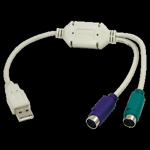 Adaptér USB 1.1 PS/2 zásuvka x2,USB A vidlice bílá