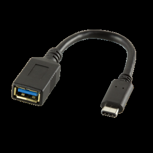 Kabel OTG,USB 3.2 USB A zásuvka,USB C vidlice 150mm černá