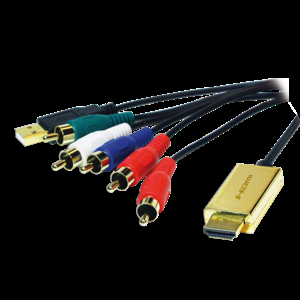 Kabel HDMI vidlice, USB A vidlice, RCA vidlice x5 2m černá