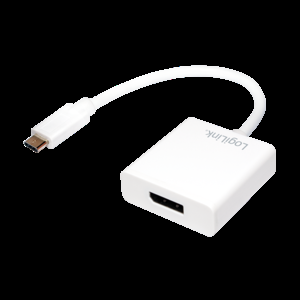 Adaptér USB 3.0 DisplayPort zásuvka,USB C vidlice 140mm bílá