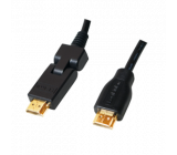 Kabel HDMI vidlice, HDMI otočná vidlice ±90° 1,8m černá