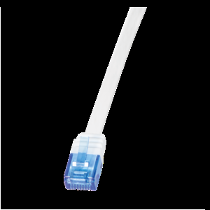 Patch cord U/UTP 5e lanko CCA PVC bílá 0,25m 30AWG