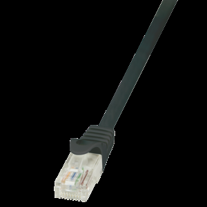 Patch cord U/UTP 5e lanko CCA PVC černá 0,25m 26AWG