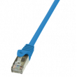 Patch cord F/UTP 5e lanko CCA PVC modrá 0,25m 26AWG tienený