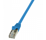 Patch cord F/UTP 5e lanko CCA PVC modrá 0,25m 26AWG tienený