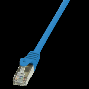 Patch cord F/UTP 5e lanko CCA PVC modrá 0,25m 26AWG tienený