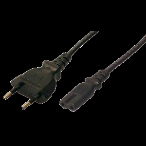 Kabel CEE 7/16 (C) vidlice, IEC C7 zásuvka 1,8m černá 2,5A