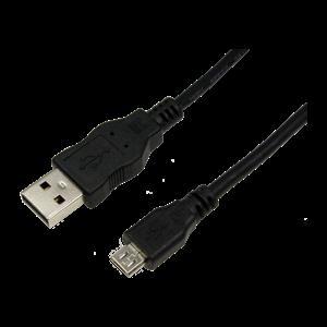 Kabel USB A vidlice, USB B micro vidlice niklovaný 1m černá