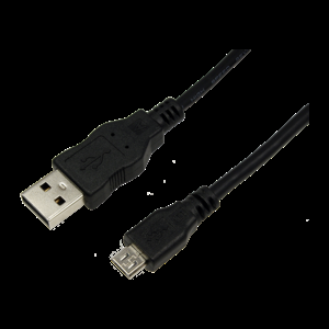 Kabel USB A vidlice, USB B micro vidlice niklovaný 0,6m černá