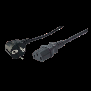 Kabel CEE 7/7 (E/F) úhlová vidlice, IEC C13 zásuvka 3m černá