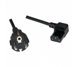 Kabel CEE 7/7 (E/F) vidlice, IEC C13 zásuvka 90° 2m černá 10A