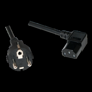 Kabel CEE 7/7 (E/F) vidlice,IEC C13 zásuvka 90° 5m černá 10A