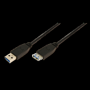 Kabel USB 3.0 USB A zásuvka, USB A vidlice niklovaný 2m černá