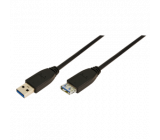 Kabel USB 3.0 USB A zásuvka, USB A vidlice niklovaný 3m černá