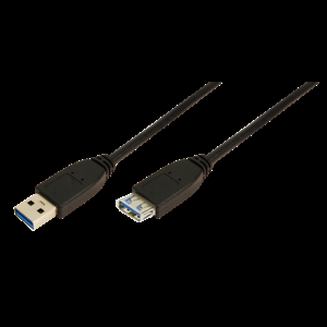 Kabel USB 3.0 USB A zásuvka, USB A vidlice niklovaný 3m černá