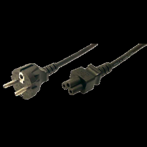 Kabel CEE 7/7 (E/F) úhlová vidlice, IEC C5 zásuvka 2m černá