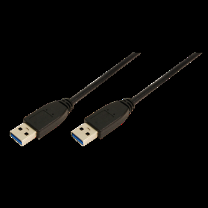 Kabel USB 3.0 USB A vidlice,z obou stran niklovaný 1m černá