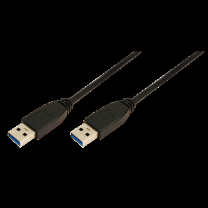 Kabel USB 3.0 USB A vidlice,z obou stran niklovaný 2m černá