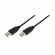 Kabel USB 3.0 USB A vidlice,z obou stran niklovaný 3m černá