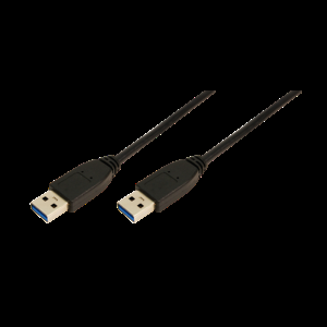 Kabel USB 3.0 USB A vidlice,z obou stran niklovaný 3m černá