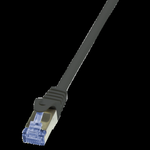 Patch cord S/FTP 6a lanko Cu LSZH černá 15m 27AWG