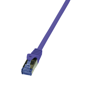 Patch cord S/FTP 6a lanko Cu LSZH fialová 0,25m 27AWG