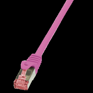 Patch cord S/FTP 6 lanko Cu LSZH růžová 1m 27AWG