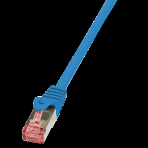 Patch cord S/FTP 6 lanko Cu LSZH modrá 0,25m 27AWG
